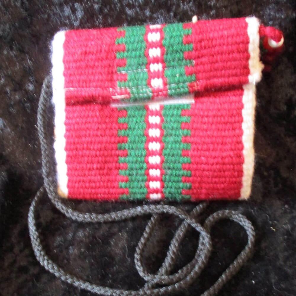 Native American Handwoven Mini Crossbody Lined Handbag with Pony Bead Tassel
